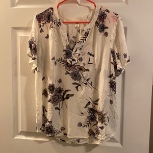 Old Navy Floral Cream Blouse